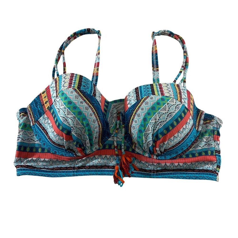 Cacique Swim Women's Lightly Lined Underwired Multi Color Bandeau Top - 42DD